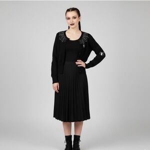 Hell Bunny Spiderweb Cardigan Black Silver Embroidered Gothic XL UK 16 6347